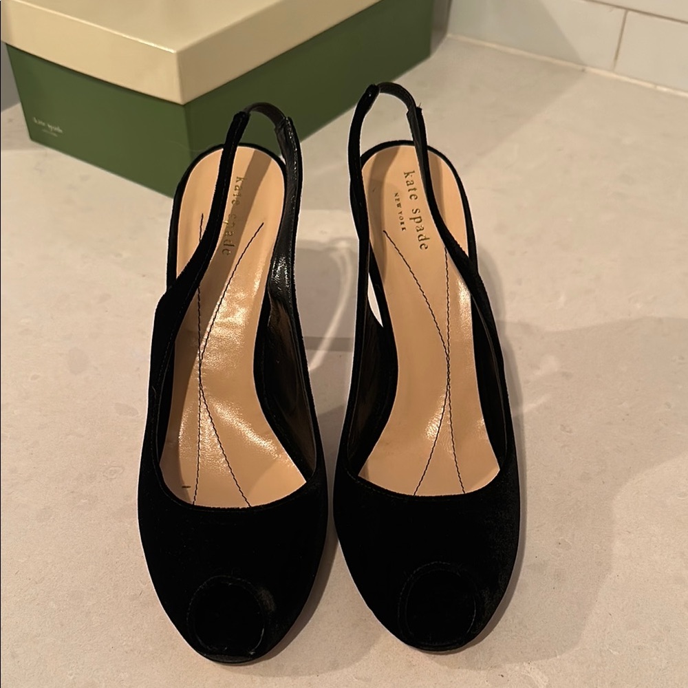 kate spade Black Velvet Slingback Heels